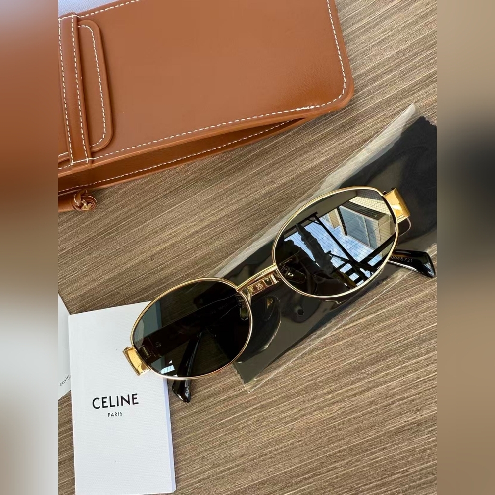 Celine Triomphe Gold Metal Sunglasses - Picture 3 of 13